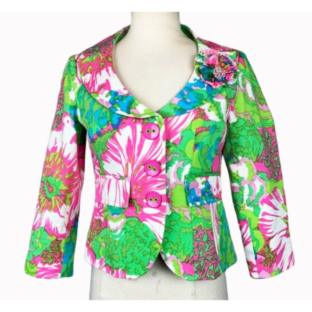 Nanette Lepore Floral Blazer - Green, Pink, White